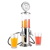 OneConcept Hazlehov Duett - Getränkespender, Bar Butler, für alkoholische und alkoholfreie Getränke, 2 x 450 ml, Zapfsäulenoptik, mit Schläuchen und Zafpfhähnen, Silber