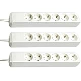 Brennenstuhl Eco-Line 6-Fach Steckdosenleiste (Steckerleiste mit Kindersicherung und 1,5 m Kabel) weiß (weiß, 3 Stück)