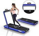 Fitifito ST100 2021 Edles Laufband Walkingpad im Büro zuhause 1.0-12 km/h Bluetooth Fernbedienung komplett klappbar verstaubar mit Handyhalter Dualer Bildschirm (blau)
