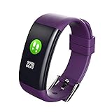 G&UWEI Touch-Farben-Schirm-Wasserdicht Intelligente Armband Smartwatch Mit Herzfrequenzmesser ITSHINY Wasserdicht IP68 Smart-Armband Unisex Upgraded,Lila