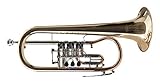 Classic Cantabile FL-43G Bb-Flügelhorn (Drehventile, Korpus und Schallstück aus Goldmessing, Trigger am 3. Ventil, klarlackiert, inklusive Rucksack-Leichtkoffer und Mundstück)