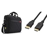 Case Logic DLC115 Notebook & Tablet Briefcase 39,6 cm (15 Zoll) Notebooktasche Schwarz & Amazon Basics Verbindungskabel, DisplayPort auf HDMI, 1,8 m