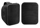 Paar Pronomic OLS-5 BK DJ PA Outdoor-Lautsprecher für Garten, Terrasse, Restaurant (2X 80 Watt, Schutzart IP56, 8 Ohm, 5,25' Woofer) schwarz
