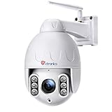 Ctronics überwachungskamera Aussen, 4-Fach optischem Zoomobjektiv outdoor Kamera, 360° Drehen PTZ Kamera IP Dome kamera, Zwei Wege Audio 60m IR-Nachtsich, IP65 wasserfest, Unterstützung SD Karten Weiß