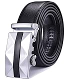 X XHtang Herren Gürtel Ratsche mit echtem Leder, Schiebegürtel für Männer 3,5 cm breit ... - Schwarz - Taille:36/43