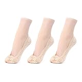 Gather Other 3 Paar Füsslinge Sneaker Ballerina Socken Unsichtbar NO SHOW Spitze Socken für Damen Hautfarben