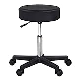 display4top Schwarz Einstellbare Rollkissen Tattoo Massage Hydraulische Salon Hocker mit Zurück, 5 Wheels