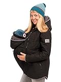 Viva la Mama 3in1 Umstandsmode Tragejacke mit Einsatz Winterumstandsjacke Damen Wintermantel schwanger Nevada schwarz - XXL