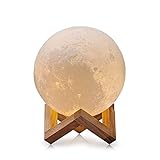 Mond Lampe Nachtlampe,3D Mond Lampe Nachtlicht LED Nacht Tischlampe Kinderzimmerlampe, Moderne Skulptur 3D-Druck aus PLA Aufladbar Nightlight Geschenk für Freund Weihnachten Geburtstag (10cm/3.94in)