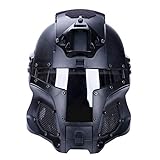 Kayheng Mittelalterlicher Iron Knight Tactical-Helm, NVG-Militärhelm mit ballistischem Seitengitter, Airsoft Paintball-Vollmaske mit Schutzbrille