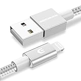 UNBREAKcable iPhone Ladekabel, Lightning Kabel - 1M [MFi-Zertifiziert] - mit Apples originalem C89-Terminal und Smart-Chip Datenkabel kompatibel mit iPhone, iPad Air, Airpods - Silber-Grau