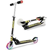 WeSkate Scooter Roller Kinder - Big Wheel Foldable Kick Scooters für Mädchen und Jungen über 3 Jahren, weiches Schieben, Verstellbarer Griff, Roller mit LED Light Up PU-Rädern (Schwarz)