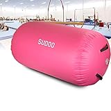 Triclicks Aufblasbare Air Roll,3 Größen Air Roller Air Barrel Aufblasbare Luft Rollen Gymnastikmatte Fitness-Übungswalze für den Heimgebrauch und Fitness-Pad (Pink- Keine pumpe, 120x75cm)