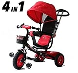 All Road Trikes Kinder 4 in 1 Trike - Schwarz & Rot - Vorantreiben / Pedale Kinder Dreirad