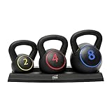 Neo Kugelhantel-Set, 3-teilig, Gewichte für Heimtraining, Fitnessstudio mit Ablage, 2, 4, 8 kg