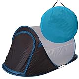 Zelt Pop Up Wurfzelt 2 Personen von JEMIDI Festival Zelte Trekkingzelt Campingzelt Automatik Sekundenzelt Strand Strandzelt 220cm x 120cm x 95cm 2 Mann Popup Wurfzelte Grau/Blau