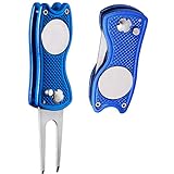 Nuluxi Metall Golf Pitchgabel Golf Divot Reparatur Pitchgabel Edelstahl Pitchgabeln Golfplatzgeräte Leicht und Tragbar Geeignet für Golf Club-Sport im Freien und Klassische Golfwerkzeug Geschenk -Blau