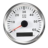 ELING wasserfester Drehzahlmesser und Tachometer, Messgerät, 0-6000 U/min, 85 mm, 9-32 V, mit Hintergrundbeleuchtung.