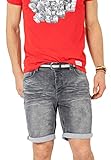 Sublevel Herren Jeans Bermuda-Shorts mit Gürtel & Stretch Grey 38