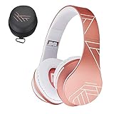 PowerLocus Bluetooth Over-Ear Kopfhörer, Kabellos Stereo Faltbare Kopfhörer Kabellose und Kabel-Kopfhörer mit Integriertem Mikrofon, Micro SD/TF, FM für Handys/iPad/Laptops & PC (Rose Gold)