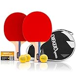 PREMIUM Tischtennis Schläger Set von Dieker Sports - 2 Tischtennisschläger Profi + 3x3 Stern hochwertige Bälle + Trainingsvideos vom Profi - erstklassigem Spielgrip - Allround Tischtennis Set