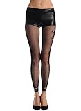 EROSPA® Netz-Strumpfhose ohne Fuss - Leggings schwarz mit seitlichem Blumenmuster - Damen - Einheitsgröße S-L