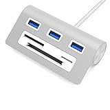 Sabrent USB HUB Premium 3 Port Aluminium USB 3.0 Hub mit Multi-In-1 Kartenleser (30 cm Kabel) für iMac, MacBook, MacBook Pro, MacBook Air, Mac Mini, oder jeder PC (HB-MACR)