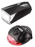 ANSMANN LED Fahrradlicht Set (vorne + hinten) StVZO-konform, Batterie betrieben, abnehmbar - Fahrrad Frontlicht und Rücklicht