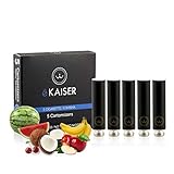 E-Zigarette - E-Liquid 5er Pack Schwarz Cartomizer - Frucht-Mix - E-Shisha - für eKaiser Wiederaufladbar E-Shisha Zigarette (Apfel, Blaubeere, Kirsche, Pfirsich, Erdbeere)