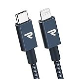 RAMPOW USB C Lightning Kabel 1M Nylon Lightning Power Delivery Schnellladekabel USB C kompatibel mit iPhone 12/12 Pro/11/XS/XR/X/8, iPad Pro 2018, iPad Air 2019 Marineblau