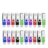 USB Sticks 8GB 20 Stück Mehrfarbig, AreTop Speicherstick USB 2.0 Pen Drives 360° Drehbar Metall Design mit lanyards for Datenspeicher (20 stück with Schlüsselband)