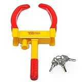 GOPLUS Radkralle Anti-Diebstahl, Reifenkralle Reifenklaue Diebstahlsicherung Verstellbar mit 3 Schlüsseln, Parkkralle für LKW & PKW, Radsicherung Sicherungsschloss für Auto und Motorrad, Rot& Gelb