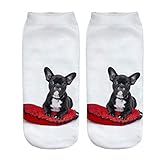 SALUCIA Unisex Socks Süße Hunde 3D Druck Socken Lustige Knöchel Füßlinge Kurze Socken für Damen und Herren