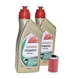 Öl Wechselset 2 Liter Castrol SAE 10W-50 Power 1 Racing 4 Takt inkl. Ölfilter Citomerx CIT155 für Beta RR 250 400 450 Husaberg FC FE FS KTM Polaris