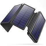 HETP Solar Powerbank 26800mAh, [4 Faltbar Solarpanel] Solar Ladegerät【3 Eingang IN 2 Ausgang】 Externer Akku Type C Eingang 4 LEDs Power Bank Akku Pack Camping Outdoor für iPhone, Android und Teblet