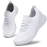 HKR Damen Sportschuhe Atmungsaktiv Gym Turnschuhe Leichtgewicht Laufschuhe Lace Up Freizeitschuhe Trainer Outdoor Sneaker für Damen Weiß 38 EU