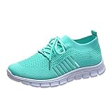 Xmiral Mesh Atmungsaktiv Sneakers Damen Einfarbige Schnür-Laufsportschuhe Joggingschuhe (40,Grün)