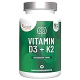 Vitamin D3 5000 IE + 200 μg Vitamin K2, 99,8% All-Trans MK-7 (K2VITAL ® Delta) | 90 Kapseln hochdosiert | nur 1 Kapsel alle 7 Tage | Hergestellt in der EU