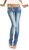 bestyledberlin Damen Jeans Hosen, Low Rise Hüftjeans, Slim Fit Damen Bootcut, Jeanshosen j99a 42/XL