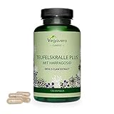 TEUFELSKRALLE KAPSELN Vegavero ® | 550mg Harpagophytum procumbens (2% Harpagoside) pro Kapsel | Mit Weidenrinde (15% Salicin) & Ingwer (5% Gingerol) | 120 Kapseln | Ohne Zusatzstoffe | Vegan