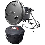 ToCis Big BBQ Premium Dutch Oven 9.0 Gusseisen eingebrannt 12er Kochtopf mit Füße Set mit Tasche und Zubehör