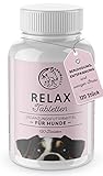 Annimally Hunde Relax Tabletten - Beruhigungsmittel für Hunde mit Baldrian, Johanneskraut, L-Tryptophan, 120 Tabletten gegen Angst, Stress & für Reise - hohe Akzeptanz