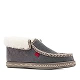 Andres Machado Unisex Hausschuhe in grau für Damen und Herren für den Winter – Slipper/Pantoffeln – 27902BAMARA – aus Velourgewirk mit Futter aus Lammfell und Rutschfester Gummisohle – EU 32