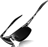 ATTCL Herren Polarisierte Treiber Glasses Sport Sonnenbrille Al-Mg Metallrahme Ultra leicht 8177 Black
