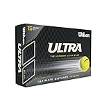 Wilson Ultra, 2-Piece Golfbälle für mehr Länge, 15er-Pack, Weiche Ionomerhülle , Ultra , Gelb