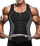 DUROFIT Neopren Schwitzanzug Saunaanzug Sauna Effekt Taillen Former Sweatsuit zum Abnehmen Gewichtsverlust Sauna Weste Bauchweg Taillen Trainer Schwitz Anzug Fitness Schwitzen Effekt Herren Schwarz XL
