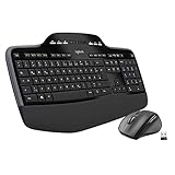 Logitech MK710 Kabelloses Tastatur-Maus-Set, 2.4 GHz Verbindung via Unifying USB-Empfänger, 3-Jahre Batterielaufzeit, LCD-Batterieanzeige, Handballenauflage, PC/Laptop, Deutsches QWERTZ-Layout