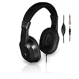 Thomson TV-Kopfhörer mit langem Kabel (Over-Ear, 8m Kabellänge, zum Fernsehen und Musik hören, mit Lautstärkeregler, 3,5mm Klinkenstecker inkl. 6,35mm Adapter, Stereo-Fernsehkopfhörer) schwarz