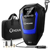 OneAmg Auto Kompressor, 12V Luftkompressor Tragbare Auto Luftpumpe Digital Reifenfüller Kompressor mit Touchscreen, langem Kabel, LED-Licht, und Tragetasche für Auto, Motorrad, Fahrrad, Ball 