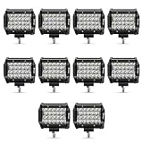 Safego 4' 72W LED Arbeitsscheinwerfer Zusatzscheinwerfer 6000LM LED Auto Scheinwerfer Arbeitslicht Offroad SUV ATV Wasserdicht IP67 12V 24V Car LED Work Light Spotlight, 1 Jahr Garantie, 10 Stück